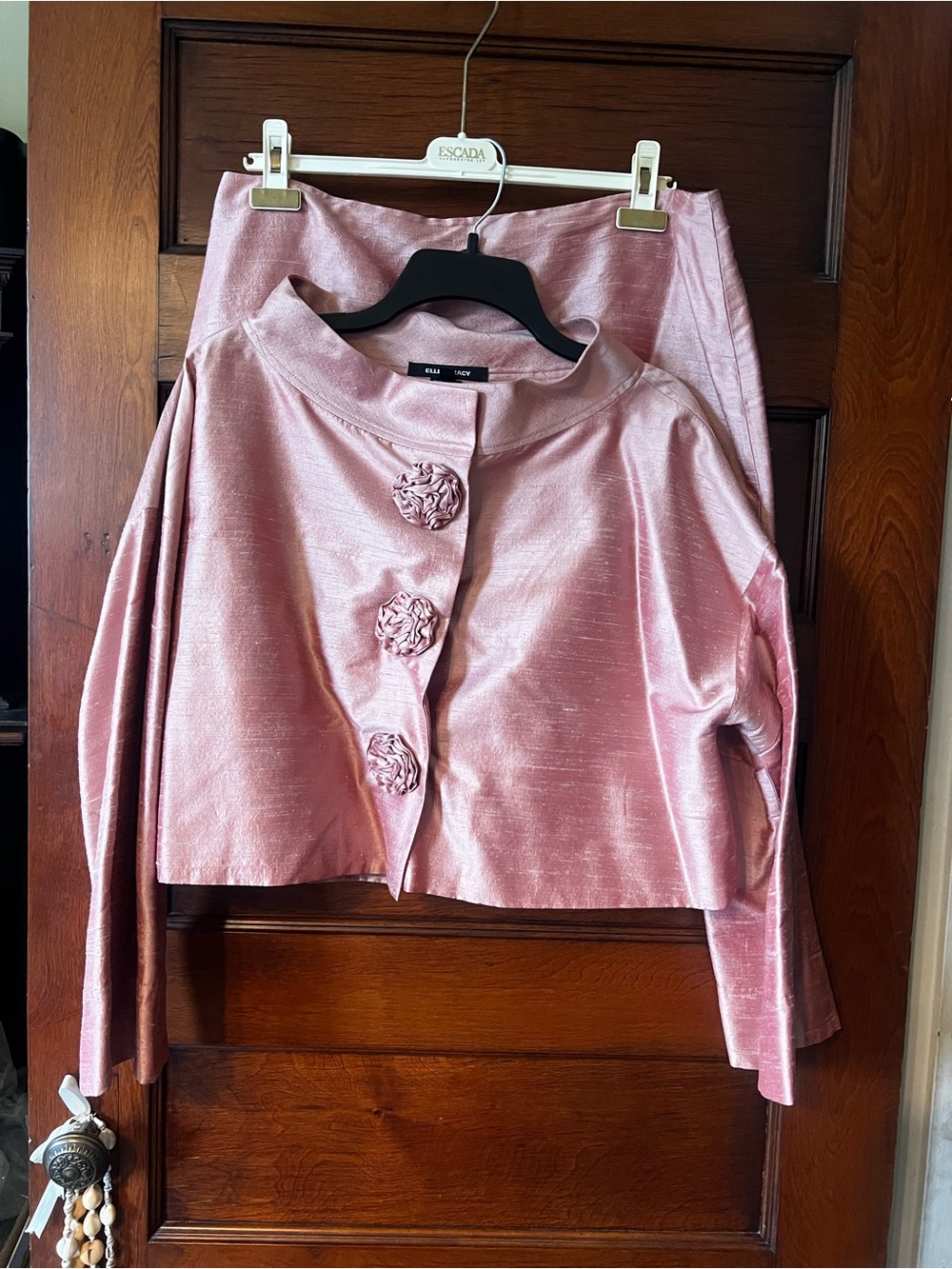 Ellen Tracy Rose Pink SilkTwo-Piece Skirt Set
